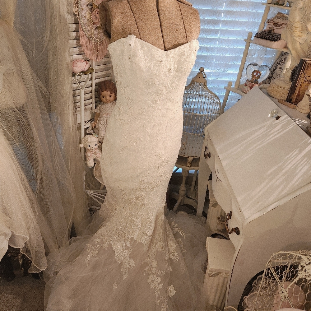 ♡ lace beaded embroidered mermaid hartland formal wedding gown ♡